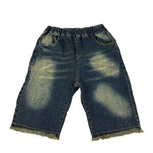 Childrens Denim Shorts Elastic Waist Distressed Look Size 150 US Size 12
